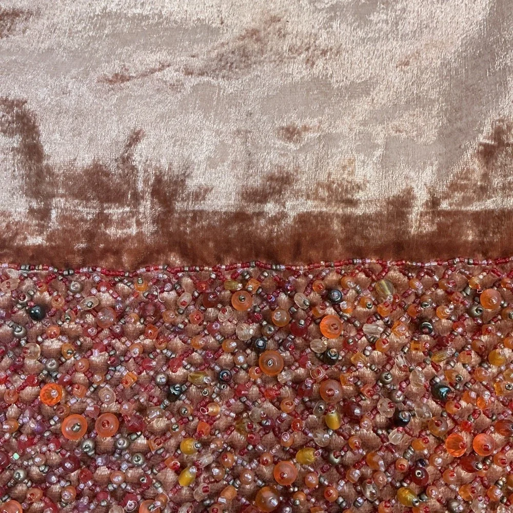 Farris Silk Rust‎ Pumpkin Velour Beaded Table Runner 94